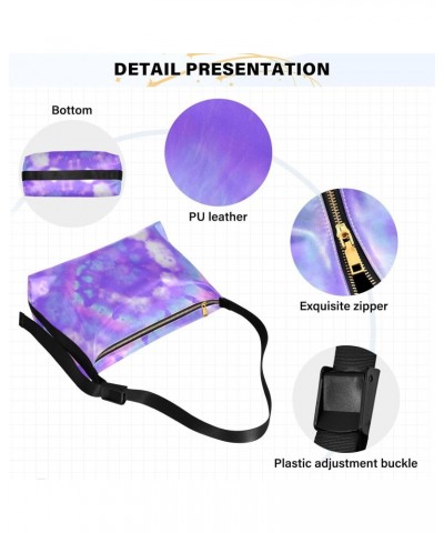 Women Boho Bag Tie Dye Vintage Purple Shoulder Bag PU Leather Pouch Crossbody Bag Large Tote Handbag For Quick Getaway Weeken...