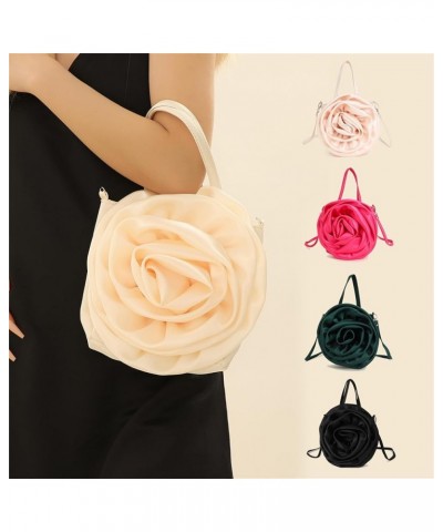 Evening Bag Women Formal Satin Rose Handbag Floral Clutch Purse Flower Petal Wedding Prom Party Bride Bag with Handle Beige $...