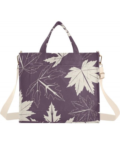 Maple Leaves on Purple Background Women's Tote Handbags Top Handle Satchel Shoulder Bag Crossbody Bag for Office Travel M $15...