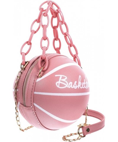 Basketball Shape Purse Shoulder Bag Cross Body Bag Cute Purse Handbag Round Handbags Pink $13.70 Crossbody Bags