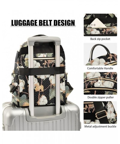 Women Backpack Cotton Branch Anti-Theft Travel Backpack with Luggage Belt Lightweight Handbag Lady Purse Roomy Double Zipper ...