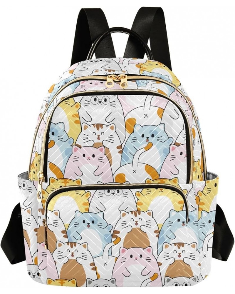 Cute Catroon Cats Backpack Purse for Women Lightweight Back Pack Casual Daypack Travel Shoulder Bag Bookbag - M Medium Multi0...