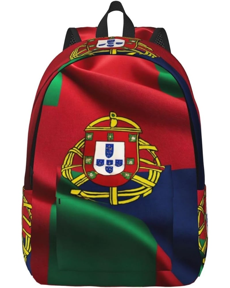 Portuguese Flag Print Unisex Canvas Bag Canvas Shoulder Pouch Pack Lightweight Backpack For Woman Lady Black Medium $23.31 Ba...