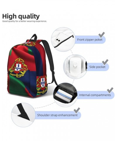 Portuguese Flag Print Unisex Canvas Bag Canvas Shoulder Pouch Pack Lightweight Backpack For Woman Lady Black Medium $23.31 Ba...