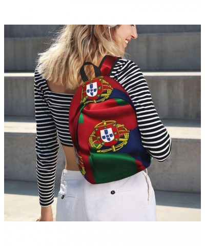 Portuguese Flag Print Unisex Canvas Bag Canvas Shoulder Pouch Pack Lightweight Backpack For Woman Lady Black Medium $23.31 Ba...