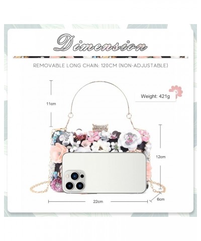 Women's Floral Flower Evening Handbags Colorful Rhinestone Clutch Purses Floral Bride Wedding Chain Shoulder Bag Black $13.85...