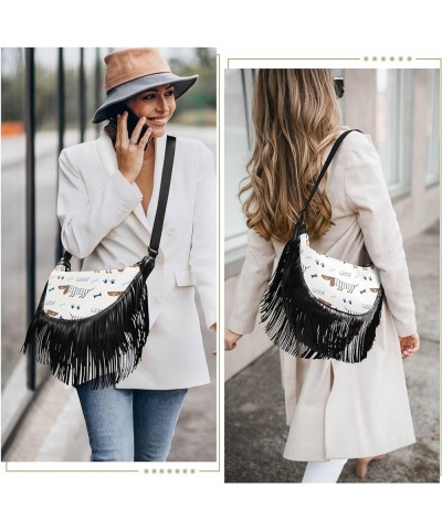 Women's Crossbody Handbags, Dog Pattern Tassel Shoulder Bags Leisure Purse Women's Hobo Handbag Color09 $14.03 Crossbody Bags