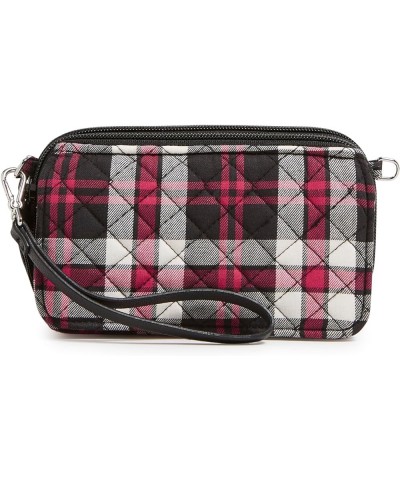 Cotton All in One Crossbody Purse with RFID Protection Fireplace Plaid $20.54 Crossbody Bags