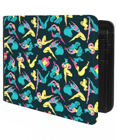 Unique Desige Pattern - Girls Doing Yoga, Slim Front Pocket Wallet Billfold RFID Blocking $11.25 Wallets