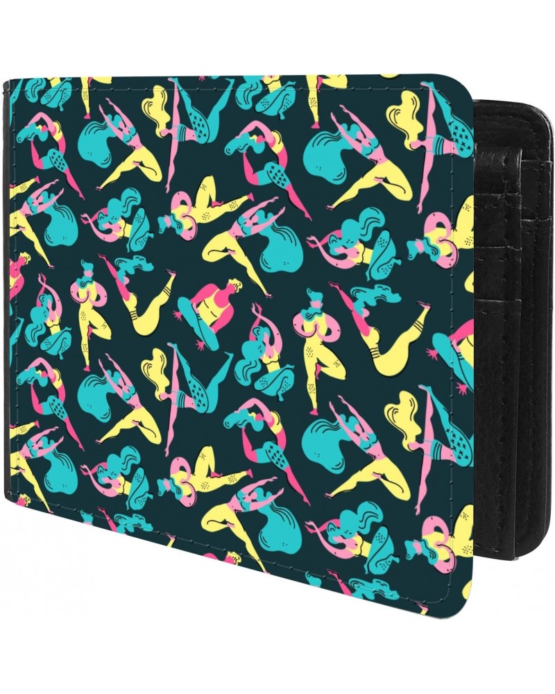 Unique Desige Pattern - Girls Doing Yoga, Slim Front Pocket Wallet Billfold RFID Blocking $11.25 Wallets