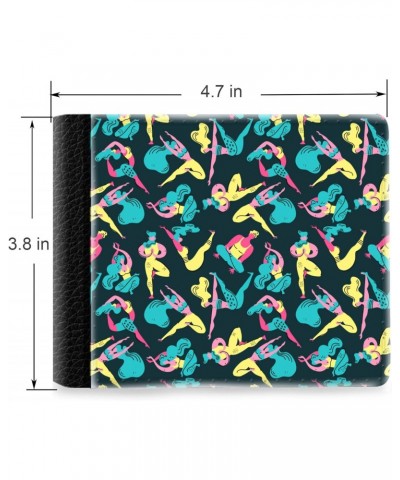 Unique Desige Pattern - Girls Doing Yoga, Slim Front Pocket Wallet Billfold RFID Blocking $11.25 Wallets