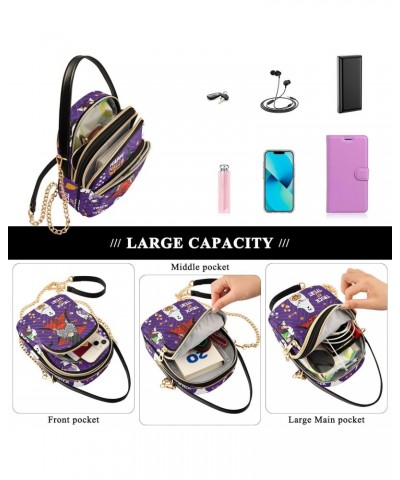 Purple Halloween Gnome Crossbody Bags for Women Small Purse Chain Shoulder Bag Hand Bag for Gifts Trip Work $14.55 Shoulder Bags