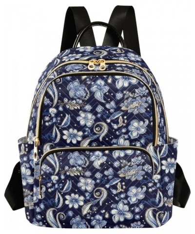 Blue Flower Backpack for Women Fashion Shoulder Bags Small Casual Daypack Travel Bag S 202a4502 S(10.23"x5.11"x12.59") 202a45...