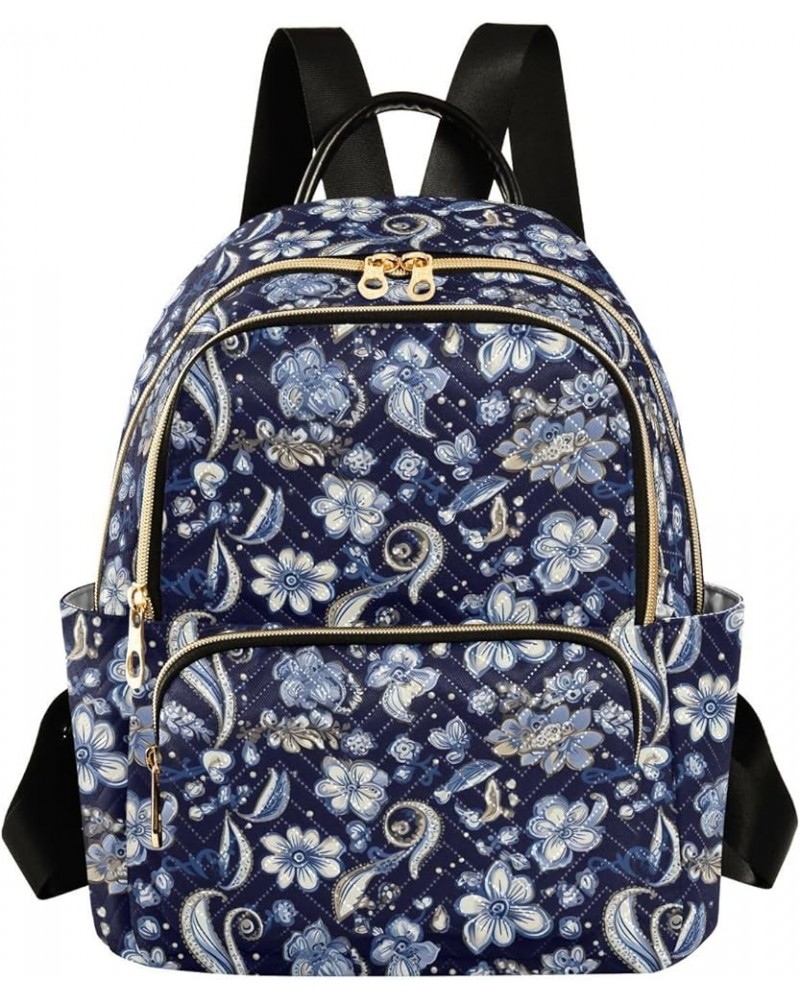 Blue Flower Backpack for Women Fashion Shoulder Bags Small Casual Daypack Travel Bag S 202a4502 S(10.23"x5.11"x12.59") 202a45...