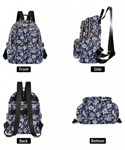 Blue Flower Backpack for Women Fashion Shoulder Bags Small Casual Daypack Travel Bag S 202a4502 S(10.23"x5.11"x12.59") 202a45...