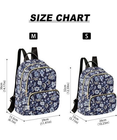 Blue Flower Backpack for Women Fashion Shoulder Bags Small Casual Daypack Travel Bag S 202a4502 S(10.23"x5.11"x12.59") 202a45...