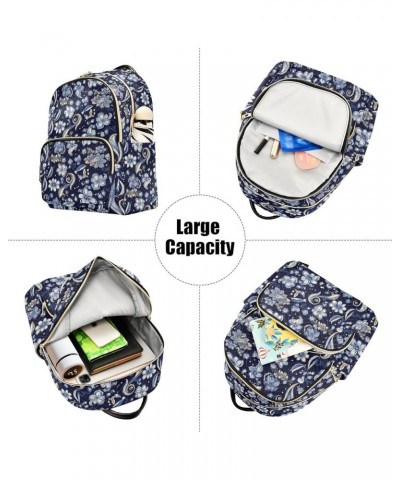 Blue Flower Backpack for Women Fashion Shoulder Bags Small Casual Daypack Travel Bag S 202a4502 S(10.23"x5.11"x12.59") 202a45...