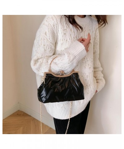 Small Ruched Crossbody Bag Elegant Mini Clutch Purse Evening Party Satchel Bag Tote Handbags Purse Black $12.87 Totes