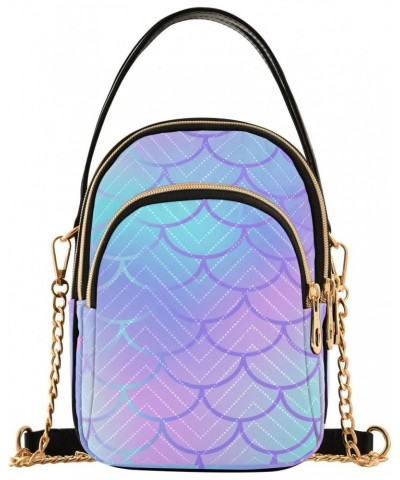 Mermaid Scales Crossbody Bags for Women Cross Body Bags Cellphone Wallet Bag with Chain Strap for Women Travel $14.55 Crossbo...