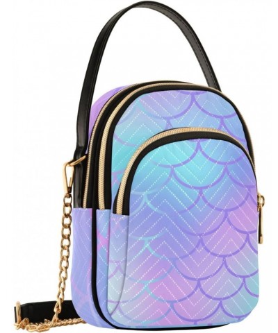 Mermaid Scales Crossbody Bags for Women Cross Body Bags Cellphone Wallet Bag with Chain Strap for Women Travel $14.55 Crossbo...