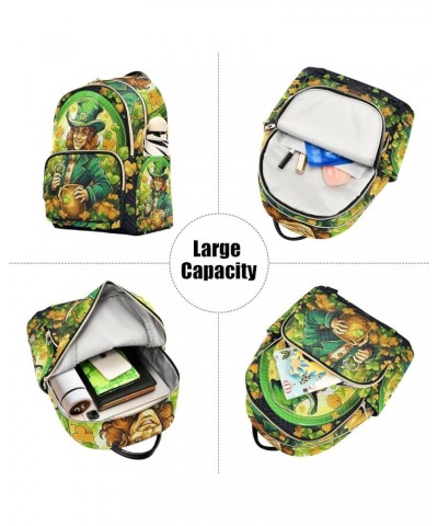 Mini Backpack Purse for Women, Patrick Day Man Clover Shamrock Travel Bag Casual Daypack Shoulder Bag Small $18.87 Backpacks