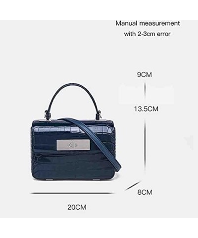 Genuine Leather Bag Women Shoulder Square Handbag Crocodile Print French Ladies Tote 2023 Blue about 20cm-8cm-13cm $42.50 Totes