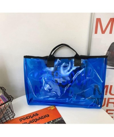 Large Candy Polka Color Clear Shoulder Bag 2 IN 1 Beach Totes Transparent Handbags With Interior Pocket For Women S2-blue $9....