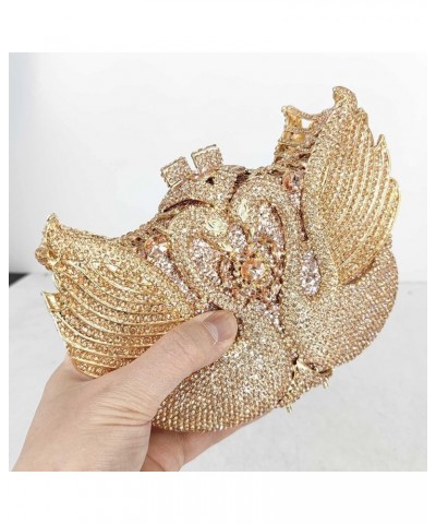 Women Swan Clutch Crystal Evening Bags Wedding Party Dinner Ladies Rhinestone Minaudiere Handbag (Small,Silver) Champagne $62...