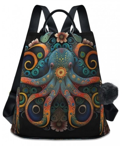 Mandala Octopus Backpack for Women, Fashion Anti Theft Casual Daypack Shoulder Bag Purse for Travel Work 15 inches $21.72 Bac...