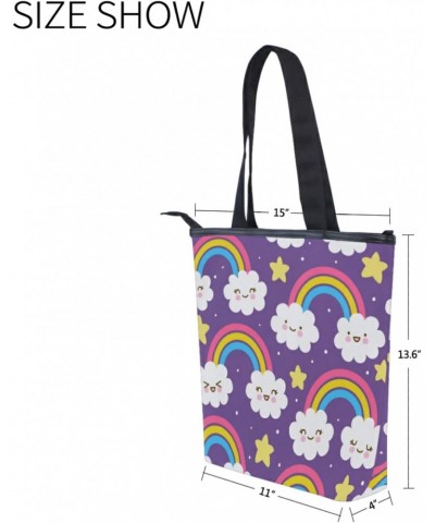 Rainbow with Clouds Tote Handbag for Women Tote Bag, Canvas + leather Shoulder Bag, Hobo bag, Satchel Purse(226rh7a) $12.50 T...