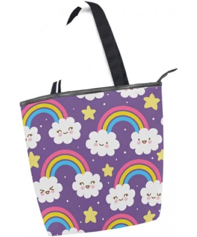 Rainbow with Clouds Tote Handbag for Women Tote Bag, Canvas + leather Shoulder Bag, Hobo bag, Satchel Purse(226rh7a) $12.50 T...