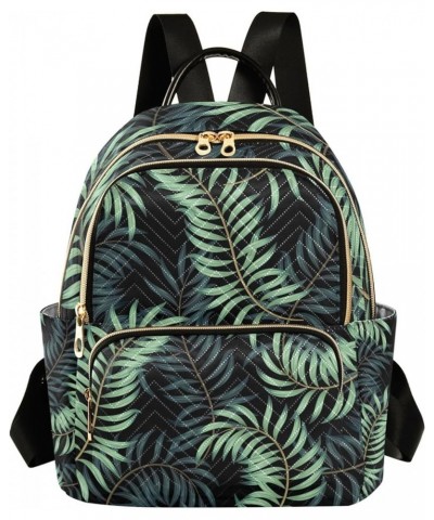 Green Palm Leaves Pattern Backpack for Women Shoulder Bag Lightweight Mini Backpack Casual Daypack Back Pack for Travel Work ...