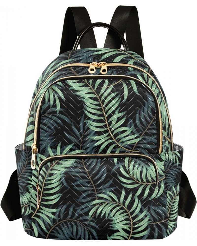 Green Palm Leaves Pattern Backpack for Women Shoulder Bag Lightweight Mini Backpack Casual Daypack Back Pack for Travel Work ...