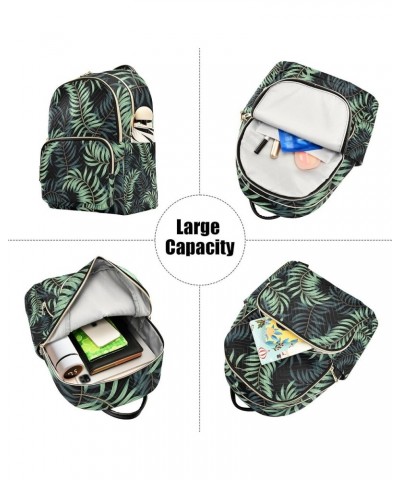 Green Palm Leaves Pattern Backpack for Women Shoulder Bag Lightweight Mini Backpack Casual Daypack Back Pack for Travel Work ...