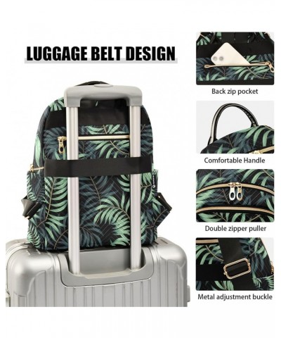 Green Palm Leaves Pattern Backpack for Women Shoulder Bag Lightweight Mini Backpack Casual Daypack Back Pack for Travel Work ...