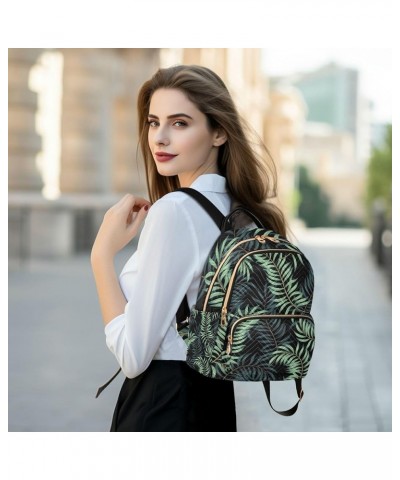 Green Palm Leaves Pattern Backpack for Women Shoulder Bag Lightweight Mini Backpack Casual Daypack Back Pack for Travel Work ...