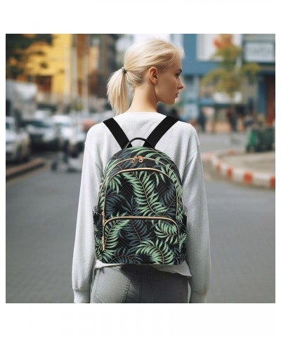 Green Palm Leaves Pattern Backpack for Women Shoulder Bag Lightweight Mini Backpack Casual Daypack Back Pack for Travel Work ...