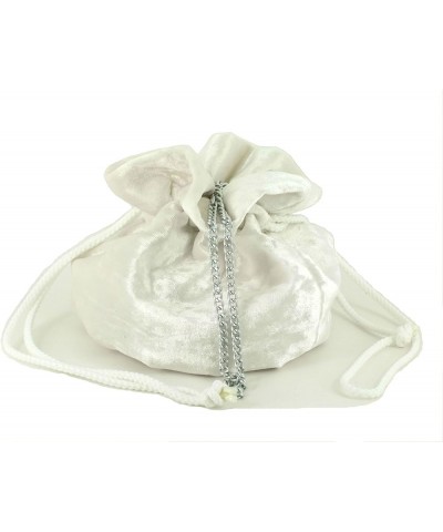 British Hand Made Fantasy Suede Velvet Drawstring Clutch Shoulder Cross-body Bag White $18.44 Clutches