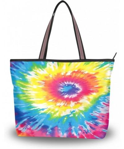 Women Tote Bags Rainbow Tie-dye Top Handle Satchel Handbags Shoulder Bag for Shopping 20849853 $9.03 Totes