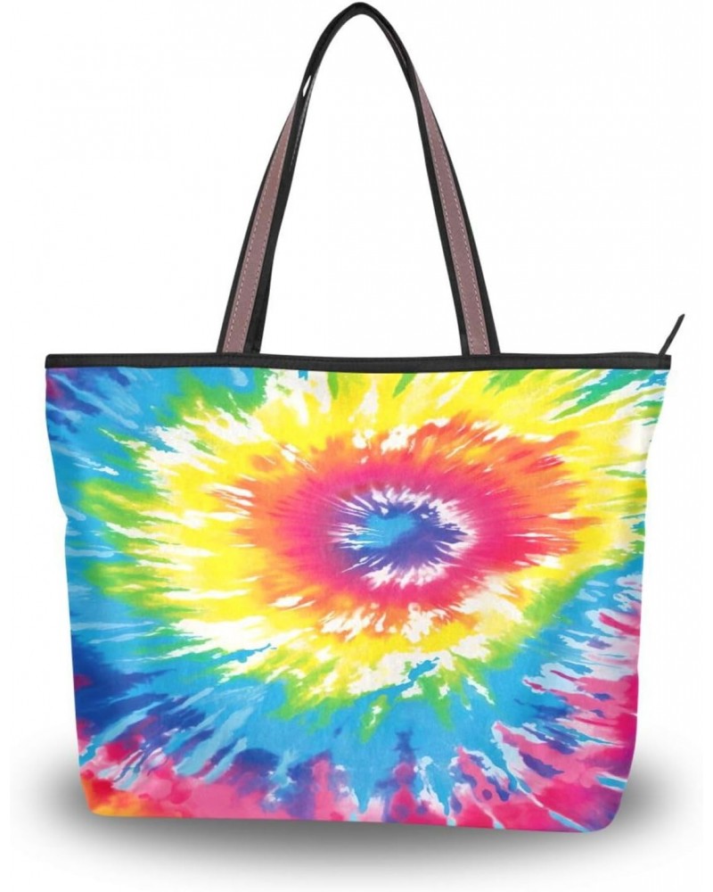 Women Tote Bags Rainbow Tie-dye Top Handle Satchel Handbags Shoulder Bag for Shopping 20849853 $9.03 Totes