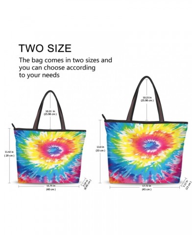 Women Tote Bags Rainbow Tie-dye Top Handle Satchel Handbags Shoulder Bag for Shopping 20849853 $9.03 Totes