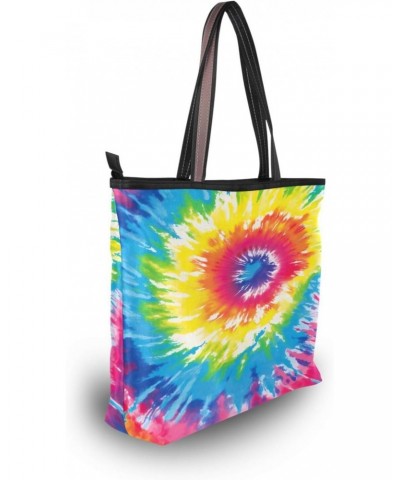 Women Tote Bags Rainbow Tie-dye Top Handle Satchel Handbags Shoulder Bag for Shopping 20849853 $9.03 Totes