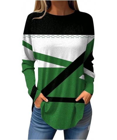 Womens Fall Fashion 2023 Long Sleeve Round Neck Pullover Tops Solid Hide Belly T Shirt Comfy Dressy Outfits 4-green $7.94 Clo...