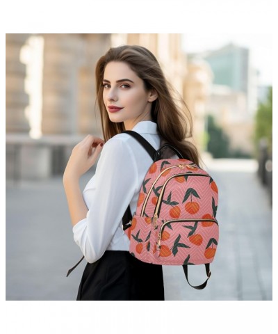 Pink Peach Fashion Backpack Purse for Women Multipurpose Casual Daypack with Multi Pockets & Secured Zipper Anti-Theft Rucksa...