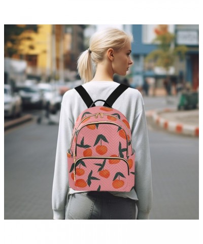 Pink Peach Fashion Backpack Purse for Women Multipurpose Casual Daypack with Multi Pockets & Secured Zipper Anti-Theft Rucksa...