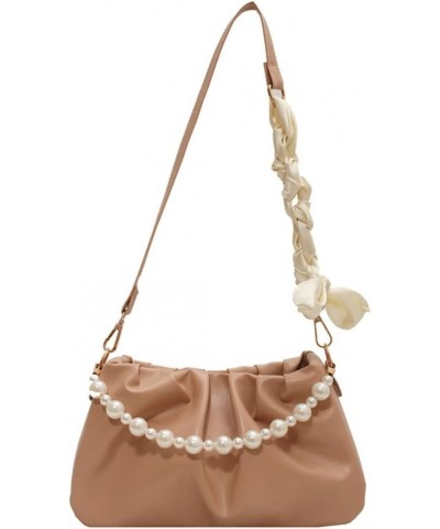 Women Tote Bag Fairy Shoulder Bag Trendy Hobo Handbag Beach Bag Purse with Pearl Handle Removable Strap A-khaki $33.39 Totes