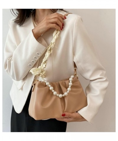 Women Tote Bag Fairy Shoulder Bag Trendy Hobo Handbag Beach Bag Purse with Pearl Handle Removable Strap A-khaki $33.39 Totes