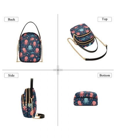 Women Crossbody Handbag Cartoon Funny Octopus Pattern Quilted Chain Bag $15.33 Crossbody Bags