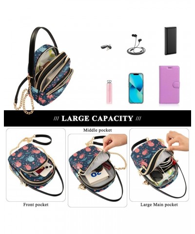 Women Crossbody Handbag Cartoon Funny Octopus Pattern Quilted Chain Bag $15.33 Crossbody Bags