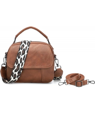 Small Crossbody Bags for Women Trendy Design Crossbody Purse PU Leather Shoulder Handbags with Wide Strap Brown Brown $26.49 ...